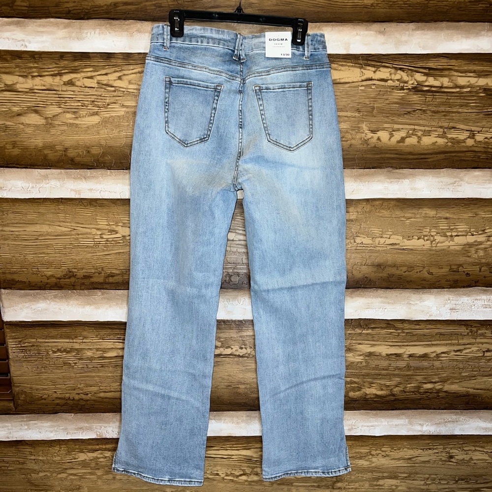 Dogma Distressed High Rise Straight Jeans Side Slit Hem - Picture 11 of 13